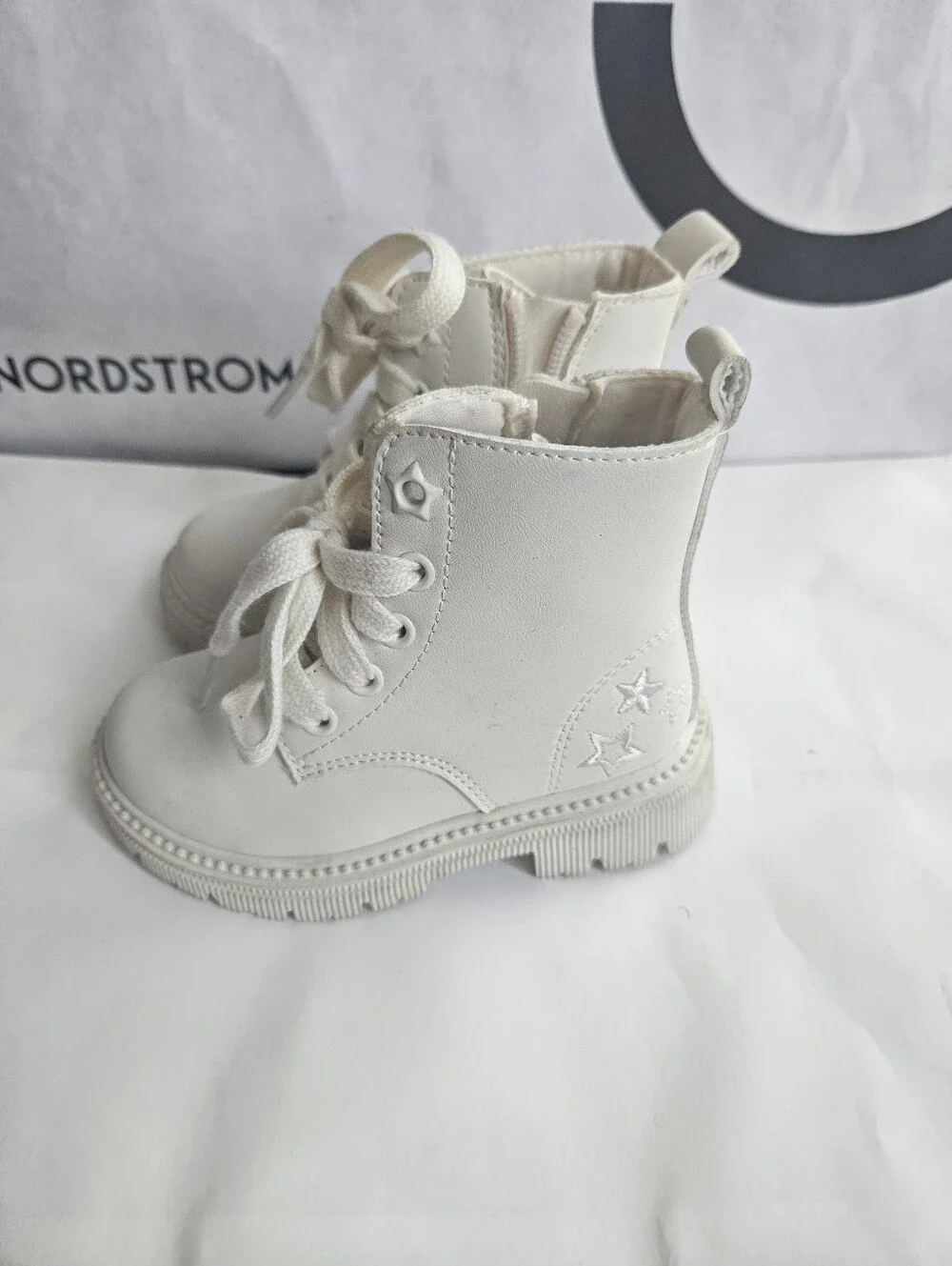 Toddler Girls Combat Boot With Star Design Embroidery